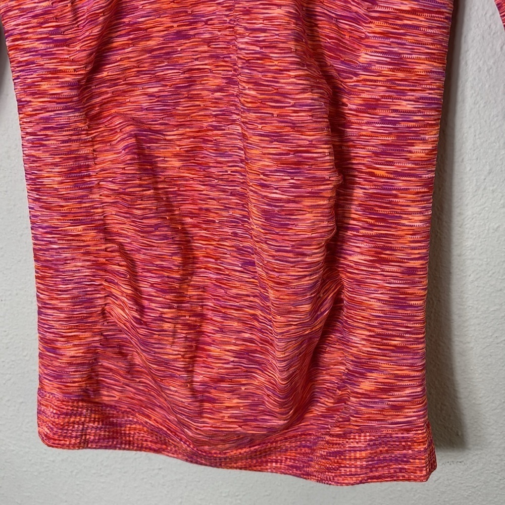 Athleta Orange Space Dye Seamless Short Sleeve Running Shirt Size Small Stretch - Picture 4 of 7